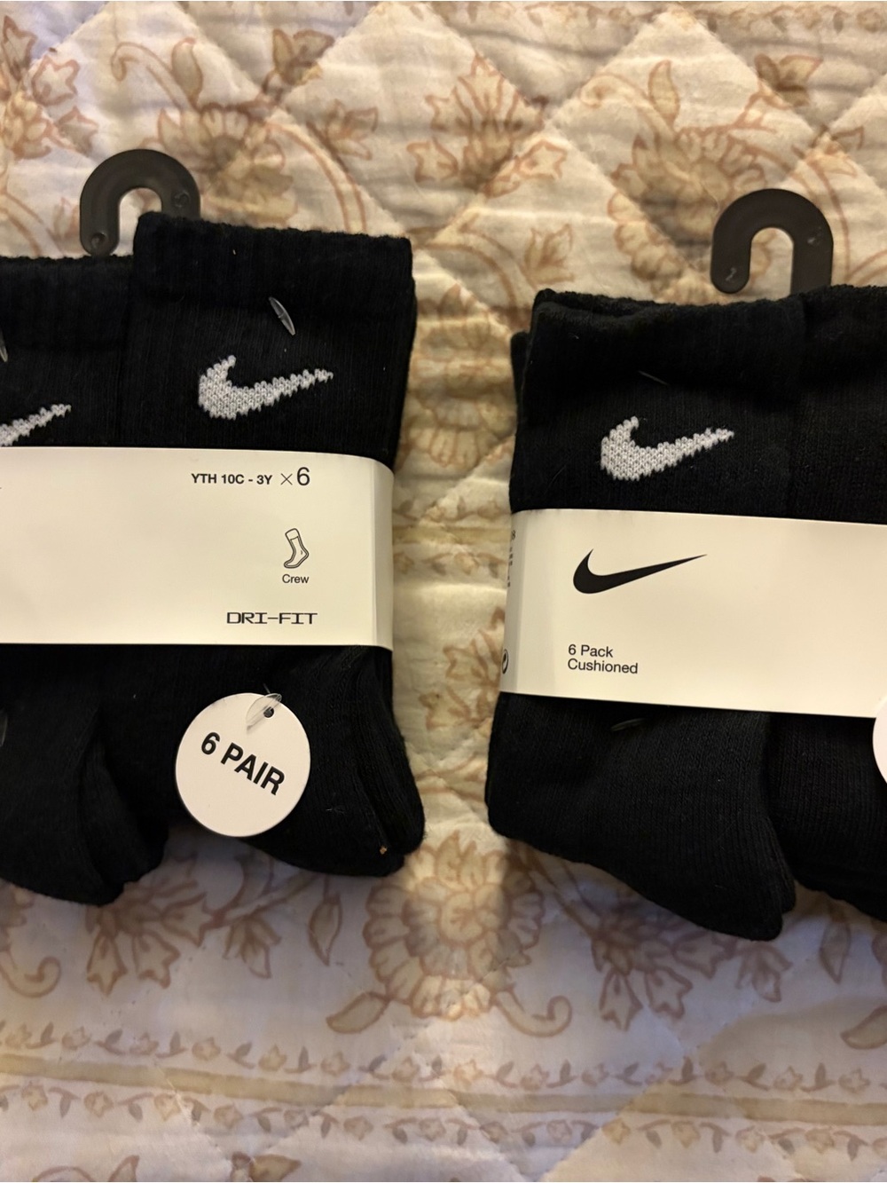 Nike Kids Cushioned Crew Socks TWO 6-Packs - Black